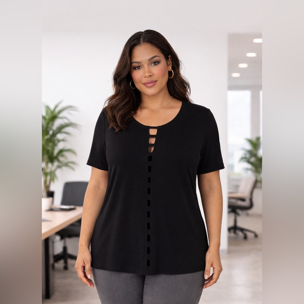 Eloquii Black Ladder Cutout Top Size 14/16 NWT Plus Size Work Business Casual